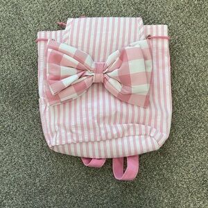 Pink Striped Kids Backpack with Bow